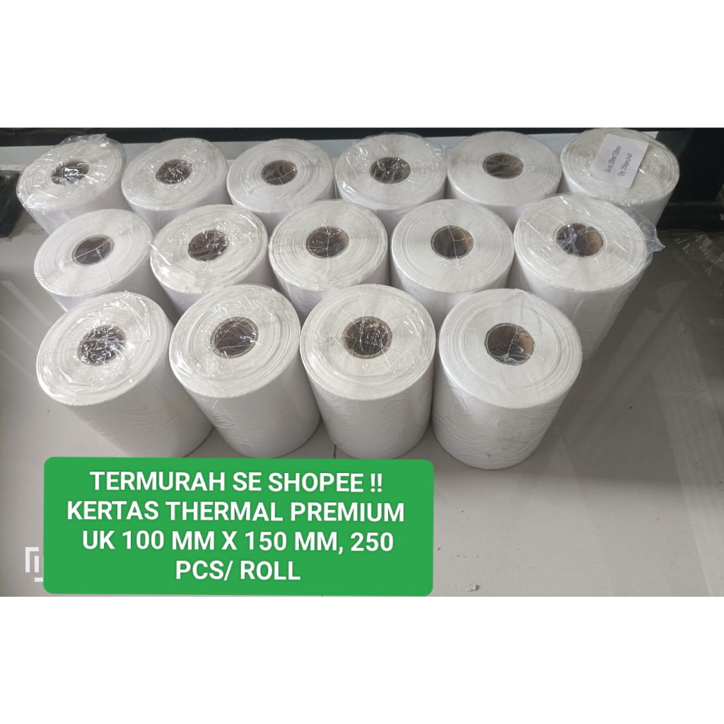 

LABEL STICKER THERMAL 100 MM X 150 MM UKURAN A6 ISI 250 PCS/ROLL( ADA LOGO SPX)