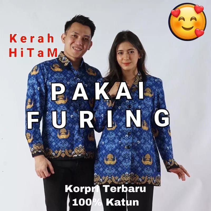 Seragam Baju KORPRI Full Furing Terbaru 2022 Kerah Hitam Batik KORPRI Baju Dinas PNS Pria Wanita Uku
