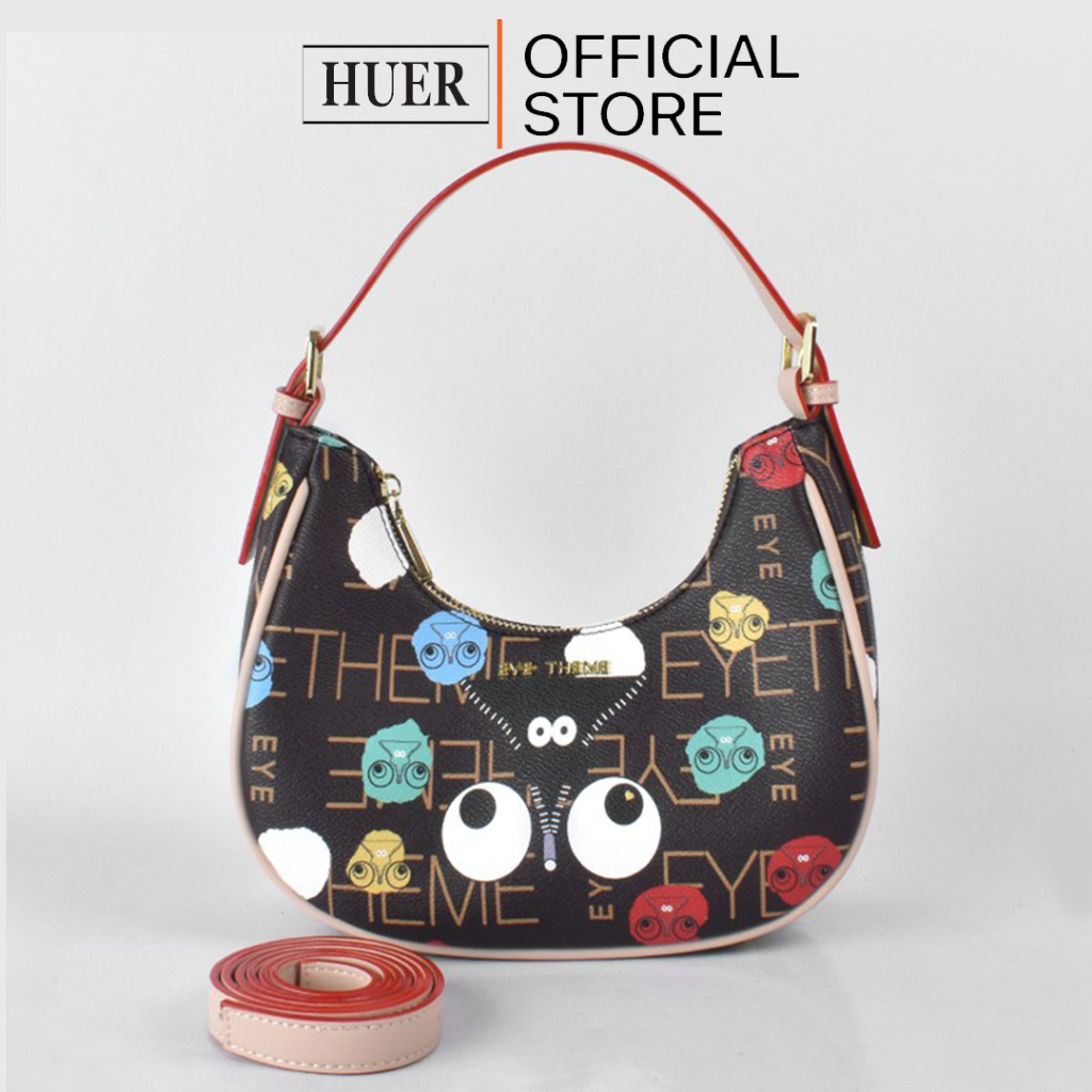 HUER ~ Tas Wanita Boneita Eye Theme Printed Hobo Bag 9454-348