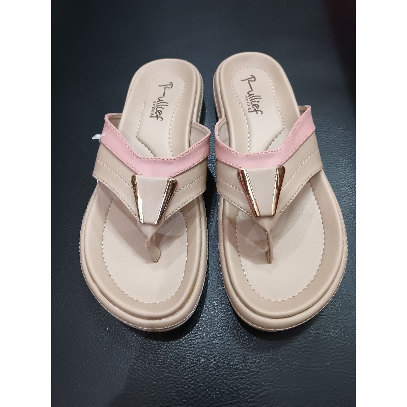 Rullief FAB 607 Sandal Jepit Premium Wanita Fashion Warna Cream