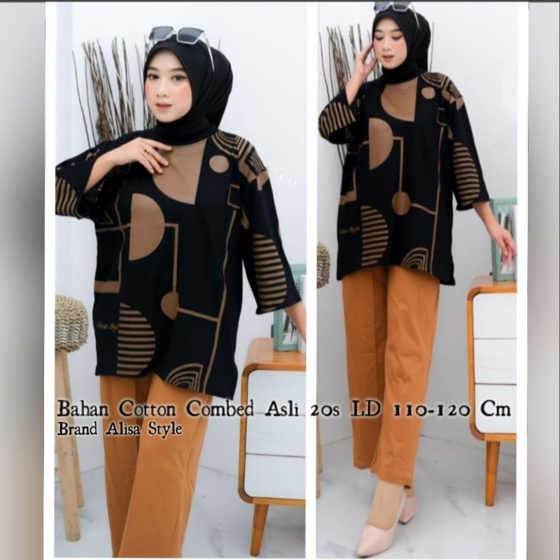 ONE SET WANITA KEKINIAN - SETELAN KAOS WANITA BRAND ALISA STYLE - ONE SET TERBARU - ONE SET MURAH - 