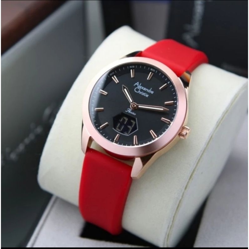 jam tangan wanita original ALEXANDRE CHRISTIE AC9394LH RUBBER STRAP