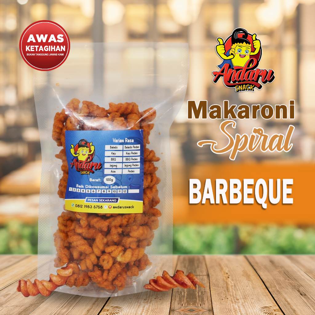 

Cemilan Nikmat Makaroni Spiral Andaru Snack Crispy Nikmat - Rasa Barbeque