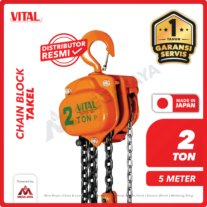VITAL Chain Block / Takel 2 Ton x 5 Meter