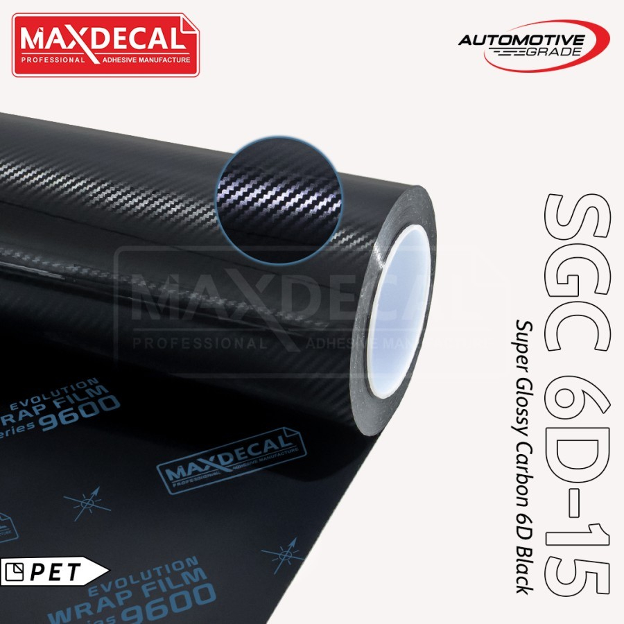 MAXDECAL 9600 SGC6D15 CARBON 6D BLACK Super Gloss Evolution Wrap [METERAN]