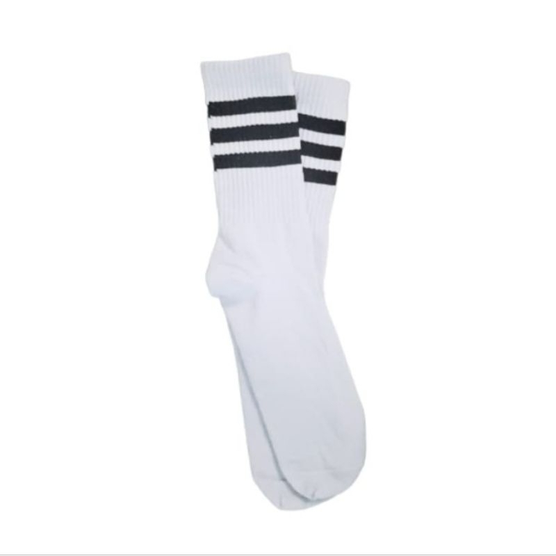KAOS KAKI PRIA DAN WANITA MOTIF TIGA GARIS BERWARNA HITAM PUTIH[BISA UNTUK SEKOLA DAN MAEN]