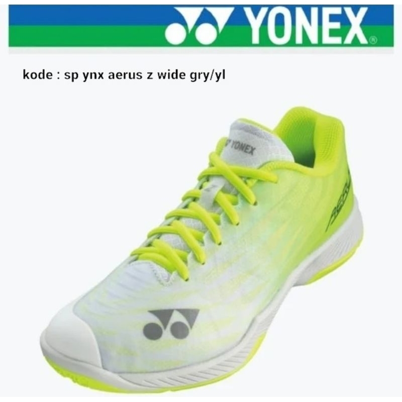 Sepatu badminton yonex aerus z wide grey yellow