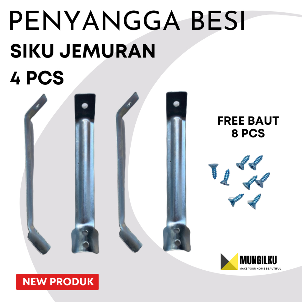 SIKU PENYANGGA JEMURAN BAJU LIPAT BESI ALUMUNIUM STAINLESS