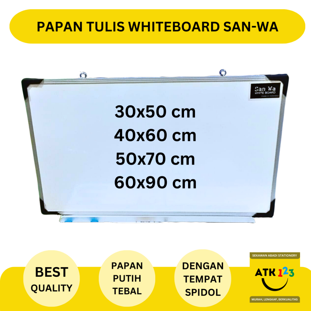 

Papan Tulis Spidol dan Kapur Whiteboard SANWA 30x50 40x60 50x70 60x90
