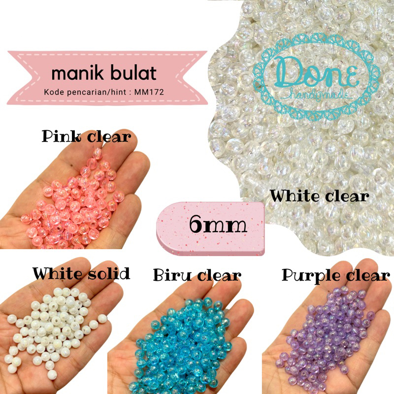 done handymade manik bulat round beads manik rainbow mm172