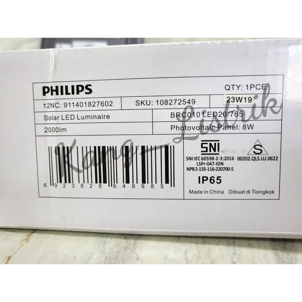Philips Lampu Tenaga Surya / Lampu Jalan Solar Philips BRC010 LED20/765