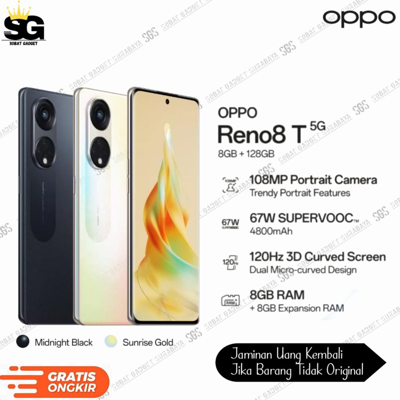 Oppo Reno 8T 8/128GB 5G Bergaransi Resmi Oppo Indonesia