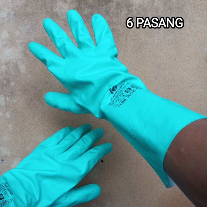6 Pasang sarung tangan safety kerja karet panjang pvc merk KLEENGUARD