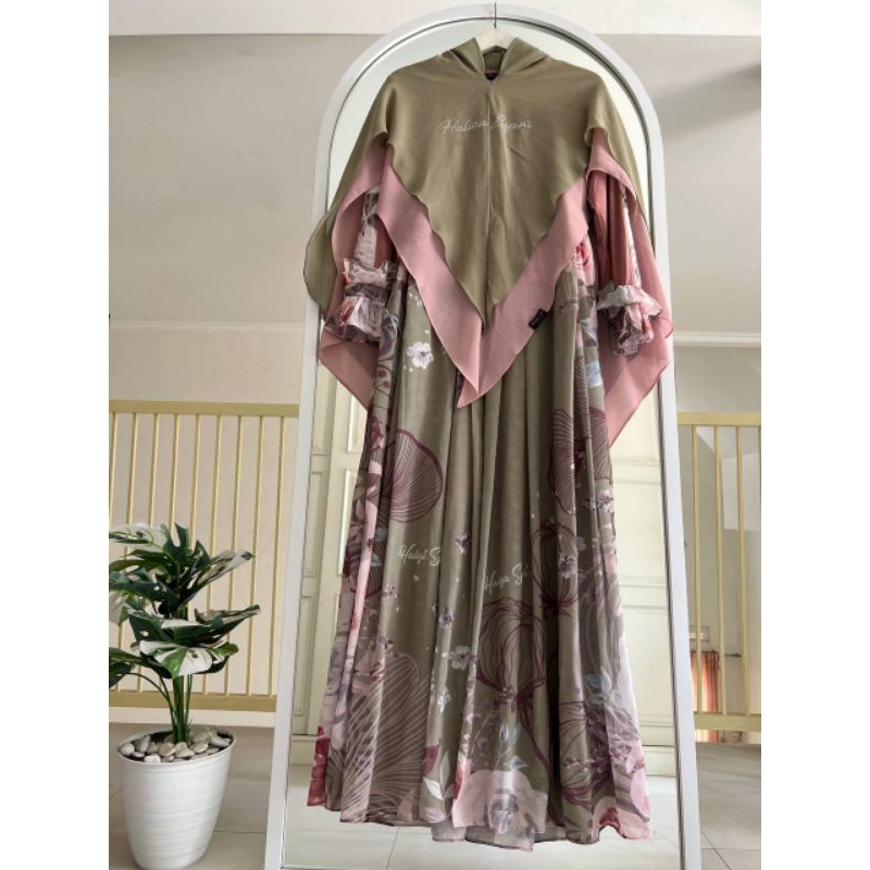 HALIZA Aqeela Sweet Green | Abstrak Silver | QONITA Benhur Lime | SENANDUNG 1 & 2 |  Gamis Pesta / G