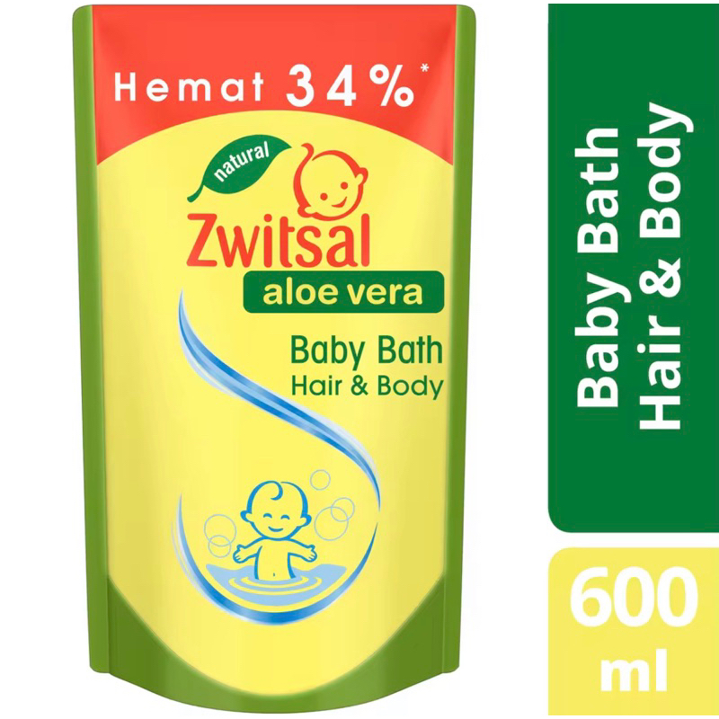 Zwitsal Baby Bath Hair &amp; Body Natural Aloe Vera 450ml 600ml