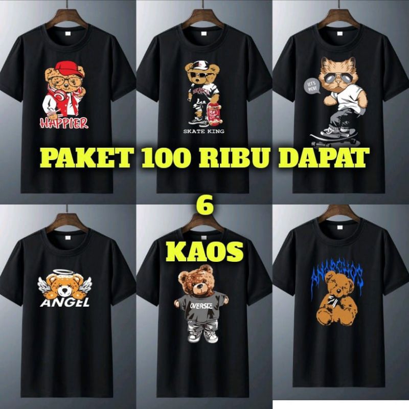 KAOS WANITA DEWASA  MOTIF BONEKA ISI 6 KAOS