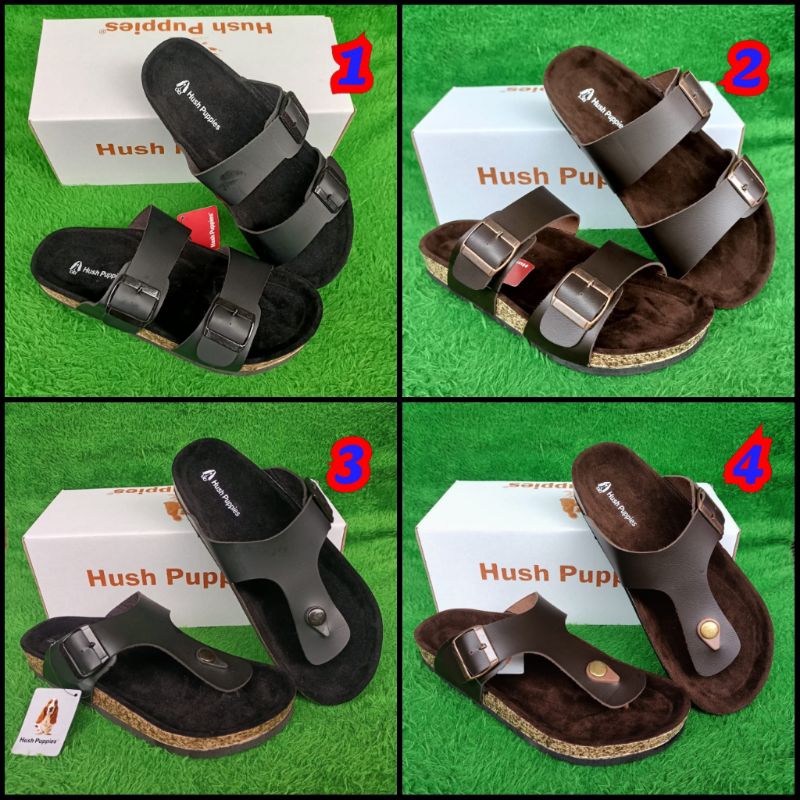 sendal kulit hush puppies pria sandal slop jepit kulit