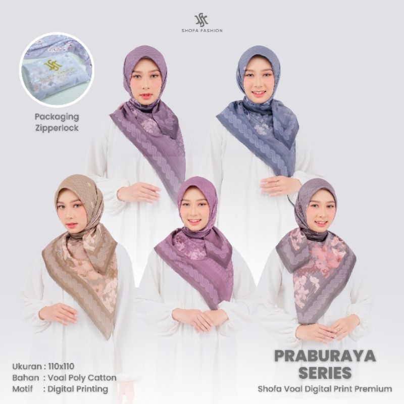 Shofa fashion - PRABURAYA Series Hijab kerudung jilbab segi empat voal motif digital print premium Z