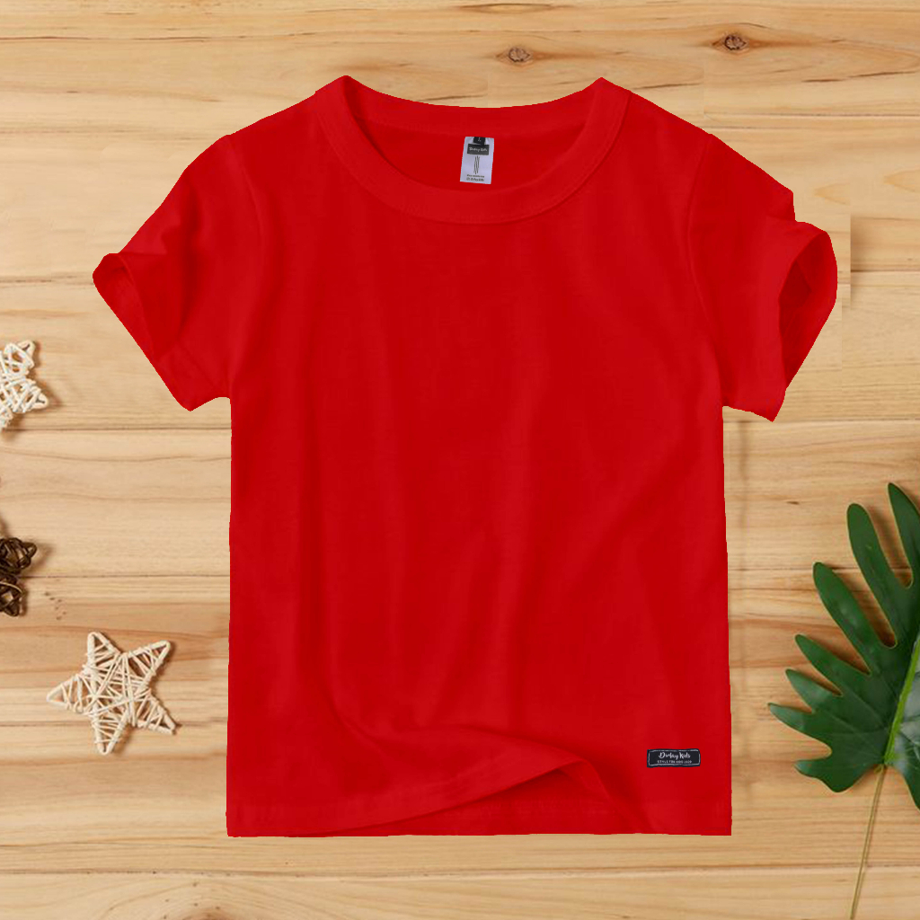 Kaos Polos Merah Anak Laki-Laki Perempuan