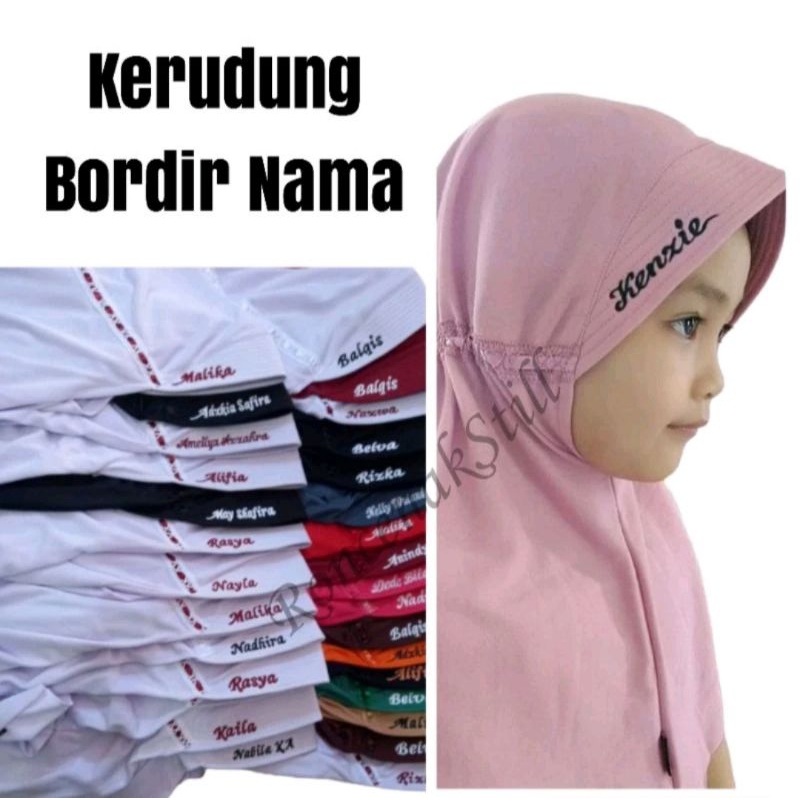 Kerudung Hijab Anak SD SMP Free Custom Bordir Nama - Jilbab Anak Bordir Nama