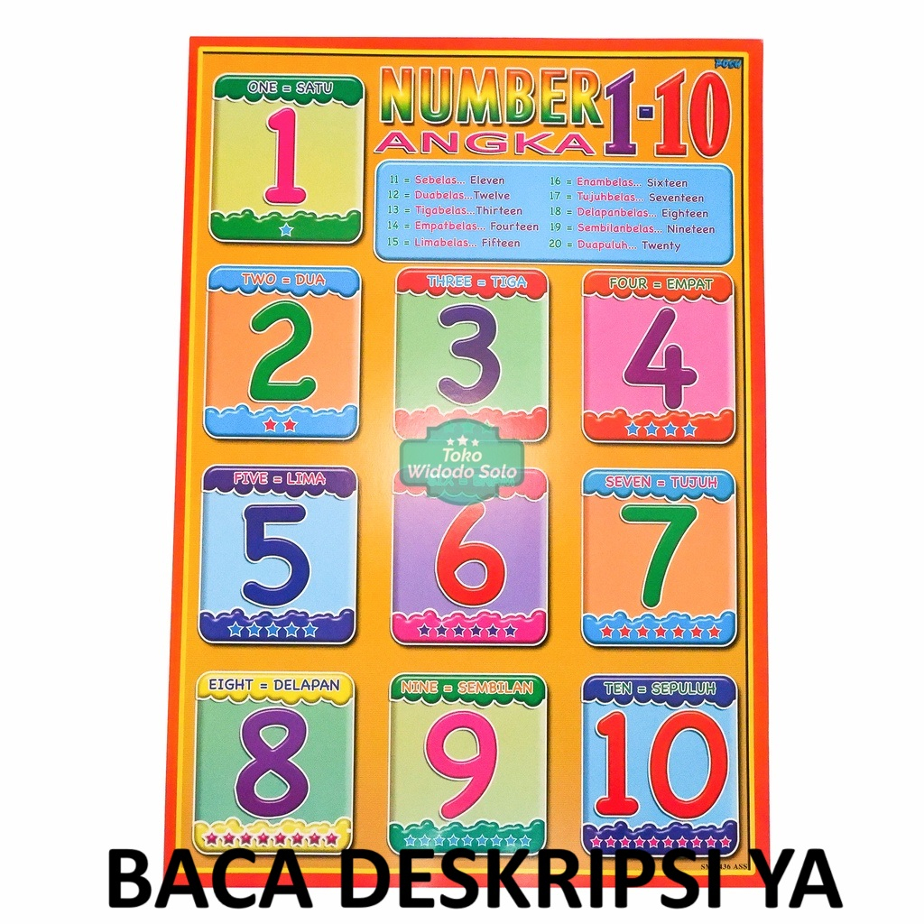 

Poster Edukasi Angka 1 sampai 10 35x50cm - 1 Lembar