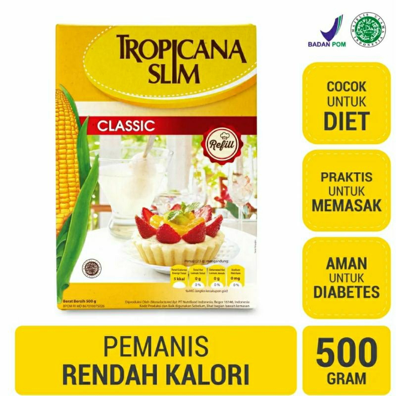 

Gula Tropicana Slim Classic Refill 500gr - Tropicana Slim Sweetener Classic 500gr