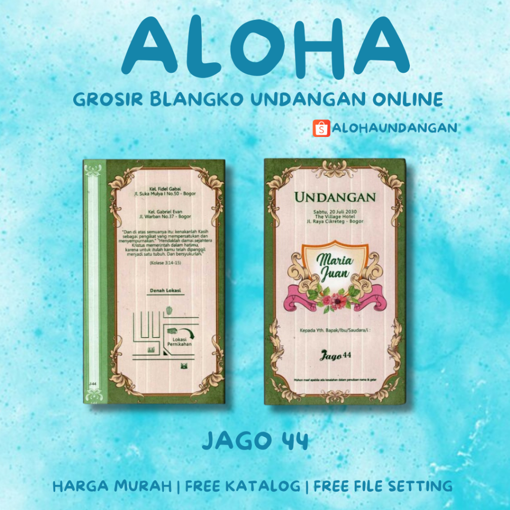 BLANGKO UNDANGAN NIKAH MURAH JAGO 44 | Aloha Undangan