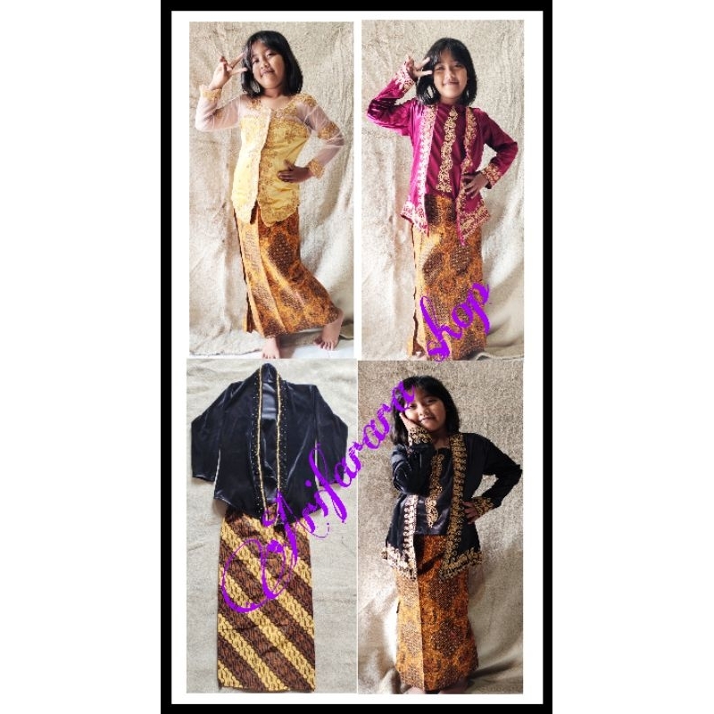 Kebaya Anak Bludru Motif Bordir TK SD SMP