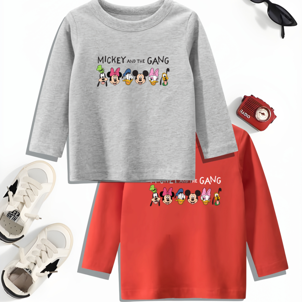 Baju Kaos Mickey Anak Unsex 1-12 Tahun Kaos Disney Anak Laki Laki Perempuan Kaos Import Anak Laki La