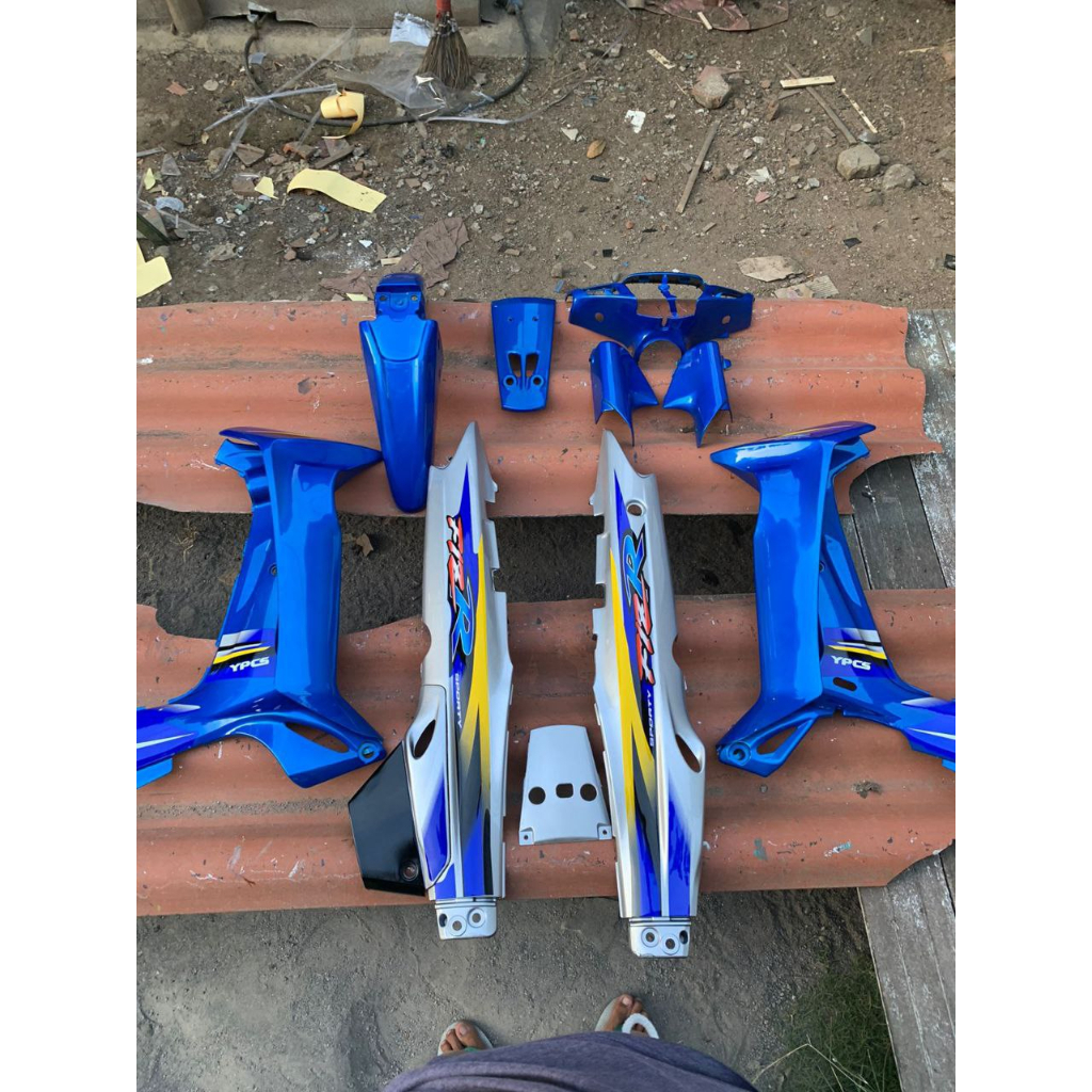 cover body halus yamaha fizr fiz r warna biru silver millenium fullset plus striping milenium