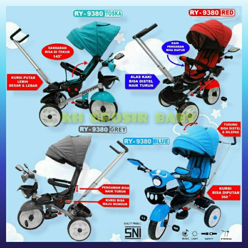 Sepeda Anak Roda 3 Tiga Royal RY 6580/ RY 9380 / RY 8580 / RY 8381 Sepeda Stroller