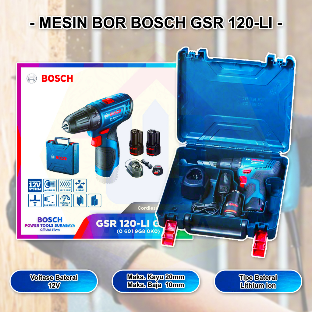 MESIN BOSCH GSR 120-LI - MESIN BOR OBENG BATERAI