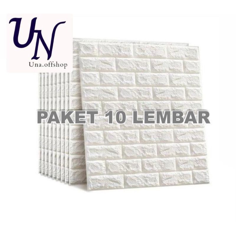una.offshop -TERMURAH PAKET 10 LEMBAR Wallpaper 3D FOAM BATU BATA PUTIH (10LEMBAR)