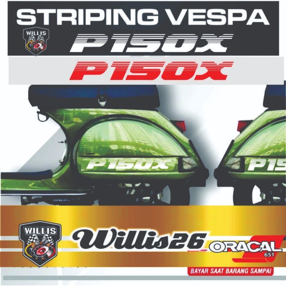 STICKER STIKER CUTTING VESPA 2 TAK UNIVERSAL PX PS STYLE STRIPING VESPA P150X