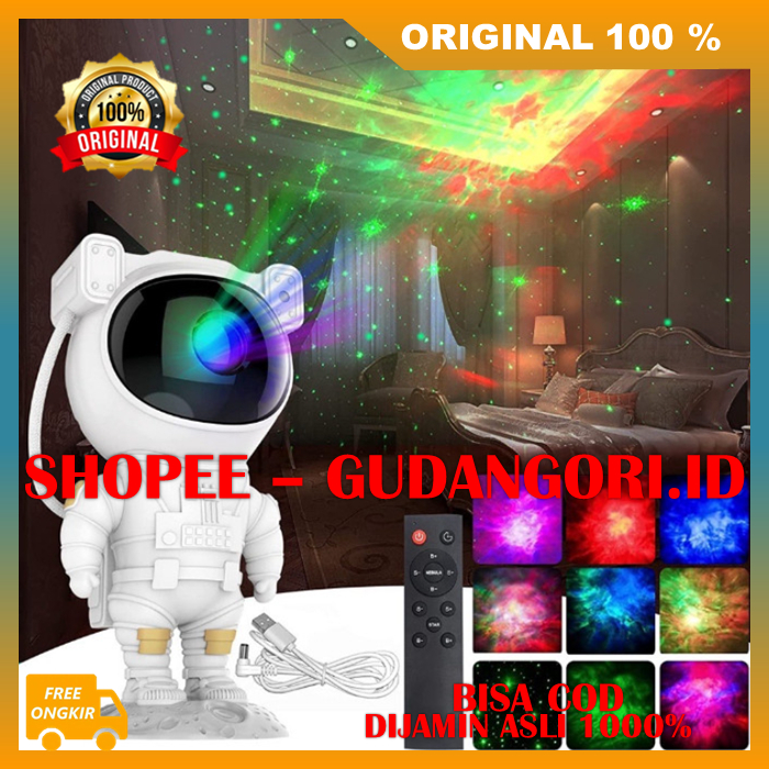 Lampu Tidur Proyeksi Astronot 360 Lampu Tidur Proyektor Karakter Astronot ORIGINAL