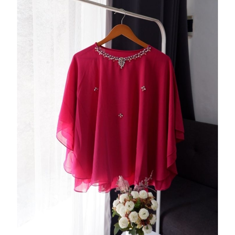 Kebaya- Aznia Blouse Magenta (Blouse Saja) Baju Kondangan- Baju Seragam- Baju Wisuda -Blouse Payet- 