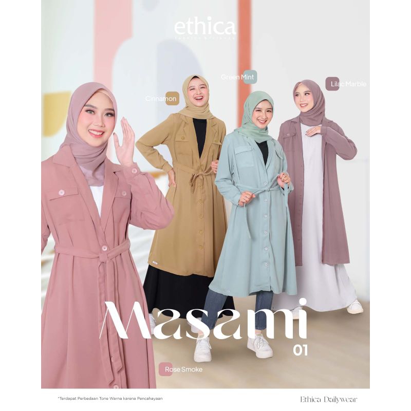 OUTER TUNIK ETHICA MASAMI 01 GREY, BURGUNDY / MASAMI 01 NEW COLOUR / OUTER TUNIK TERBARU / TUNIK LUC