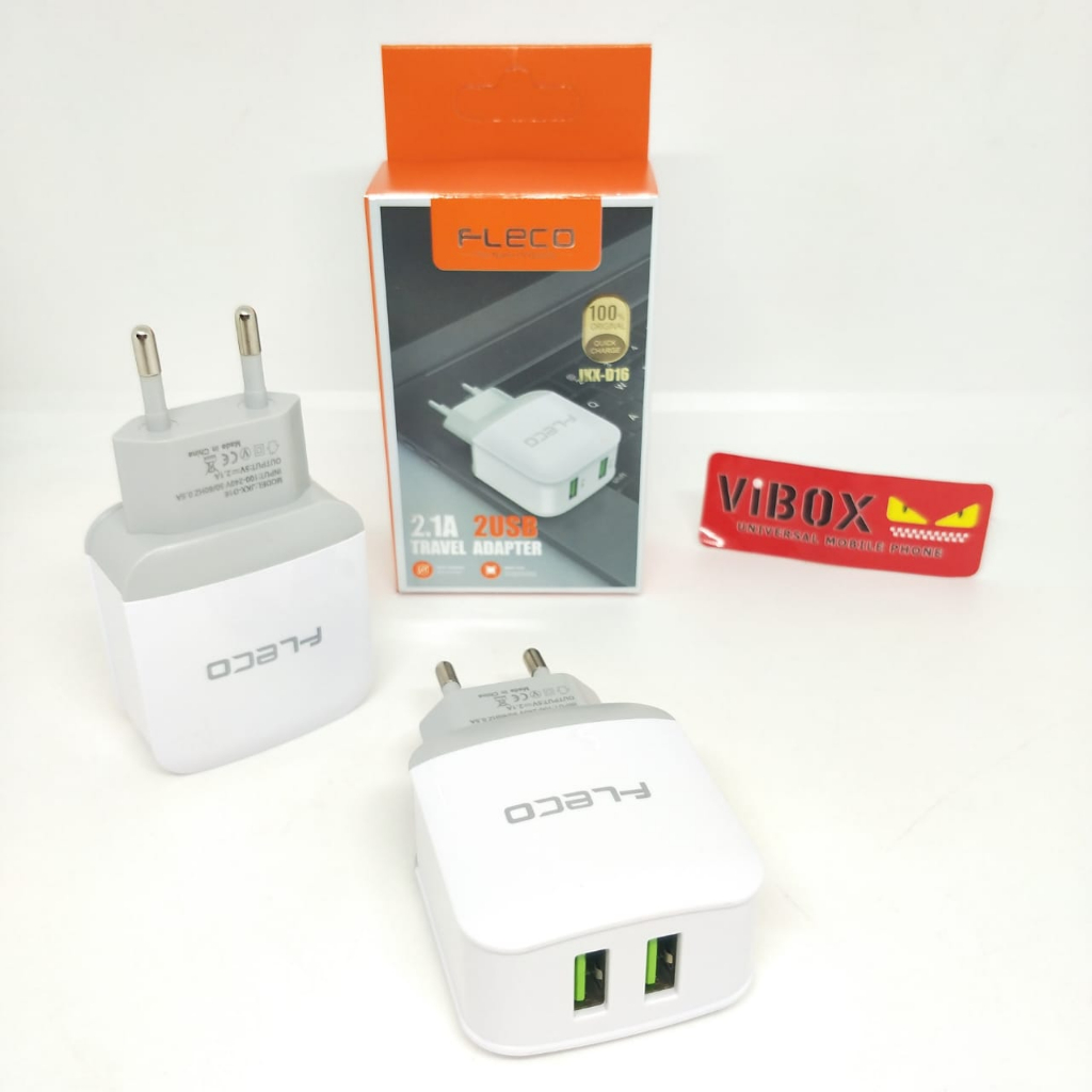 batok Charger Fleco Jkx-D16 kepala Casan 2usb 2.4A travel adaptor universal for android smartphone o