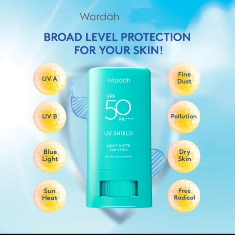 WARDAH UV SHIELD LIGHT MATTE SUN STICK SPF 50 PA+++ 22GR / SUNSCREEN STIK / PRIMER