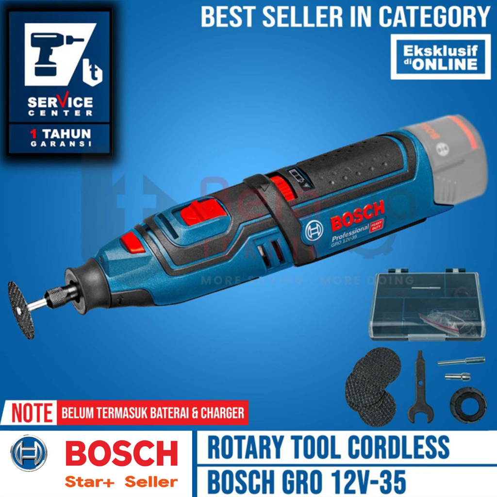 Bosch Rotary Tool Cordless GRO 12V-35 Gerinda Tuner Bor Mini 12 Volts