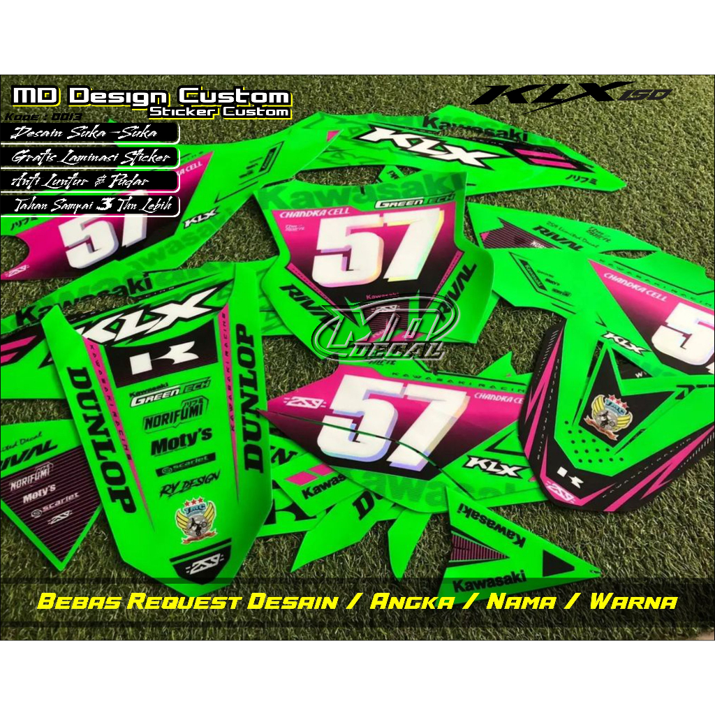 0013 STICKER DECAL KLX 150 BF FULL BODY DESAIN SUKA-SUKA TERBARU - STICKER VARIASI KLX 150 TERBARU