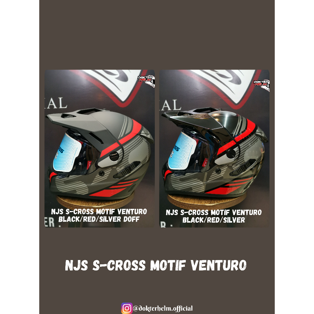 HELM NJS FULL FACE S-CROSS SEMI CROSS ADVENTURE MOTIF VENTURO DOUBLE VISOR