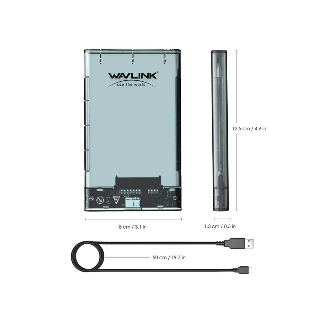 Wavlink 2.5" USB3.0 to SATA III External Hard Drive Enclosure, Optimized for 7mm/9.5mm 2.5 Inch HDD/