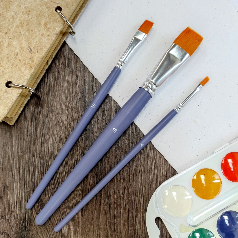 

PEBEO Yellow Polyamide Art Brush Set / Kuas Lukis Round Flat