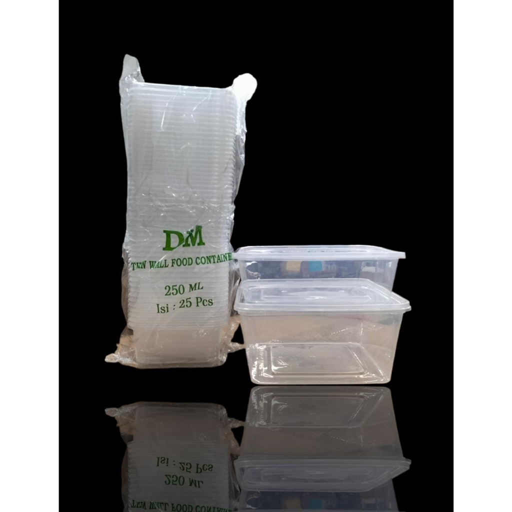 DM Thin Wall Kotak 250ml dan 300ml /Kemasan Salad Buah/Wadah Makanan/Microwafe Oven Save