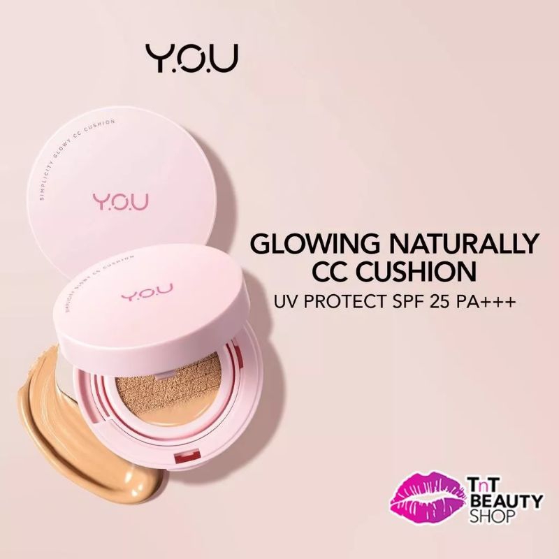 Y.O.U Simplicity Glowy CC Cushion - Natural Makeup Foundation | Bedak 15gr