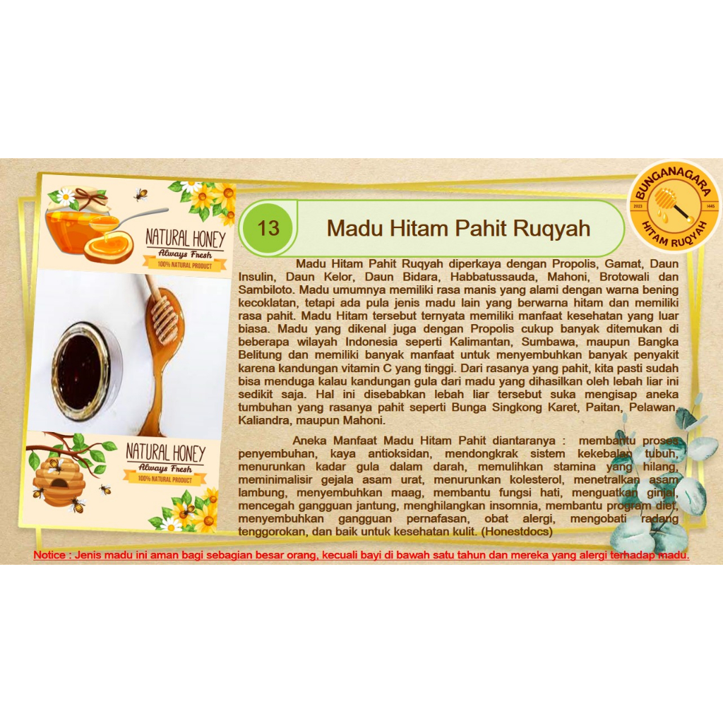 

MADU HITAM PAHIT RUQYAH ASLI HUTAN ALAM INDONESIA 300 ML BUNGANAGARA PURE HONEY