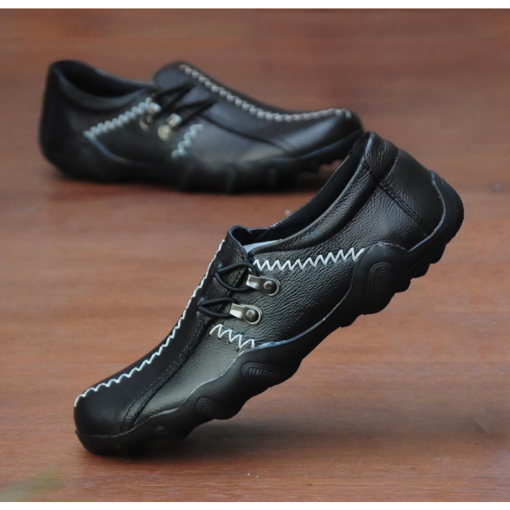Sepatu Kerja Pansus Kulit Pria Casual Santai Fashion Terbaru Slip On Slop Loafer Laki Murah Nyaman R