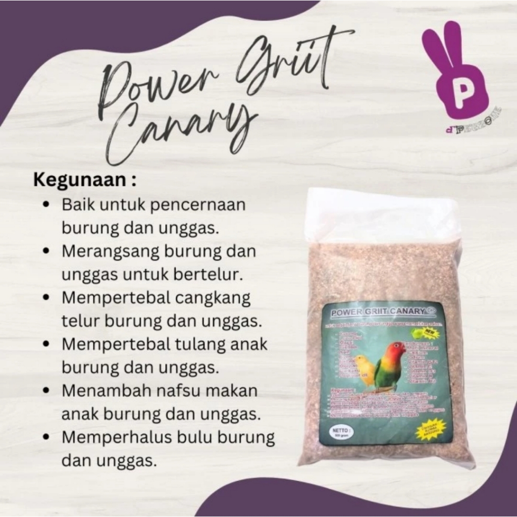 POWER GRIIT CANARY Grit Asinan Burung untuk Pencernaan dan Produksi