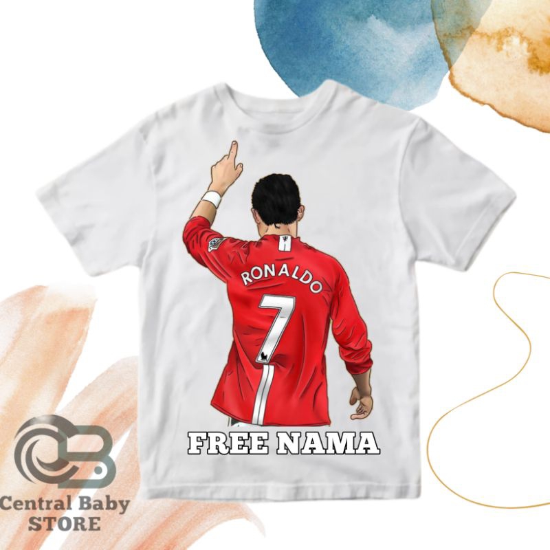 Baju Kaos Atasan Anak Custom Gambar Cristiano Ronaldo Manchester United 2008 Free Cetak Nama